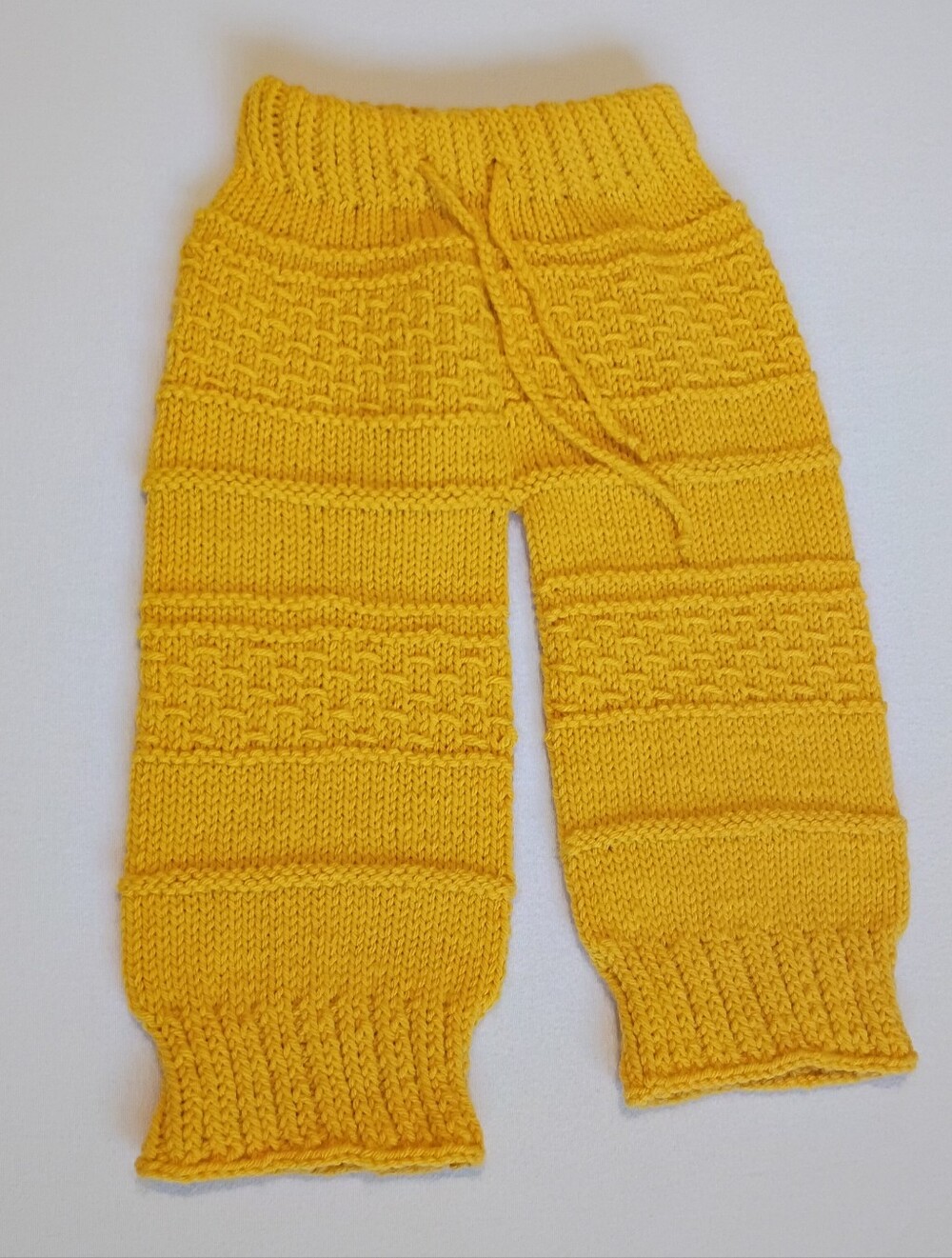 Handmade Yellow Woolen Baby Leggings Textured Knit Lounge Pants